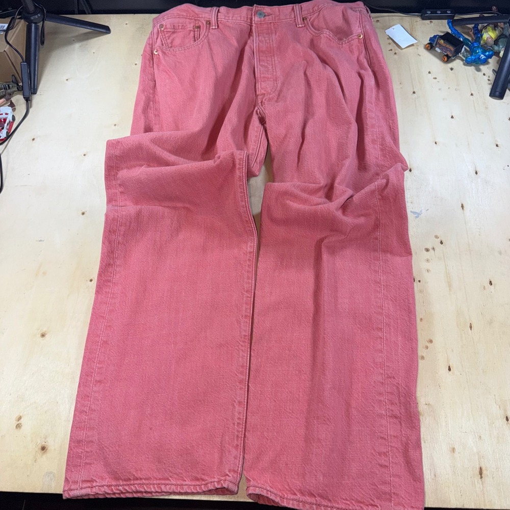 Levis 501 Original White Oak Cone Denim Jeans Red W40 L32 Mens Straight Leg - Picture 6 of 6